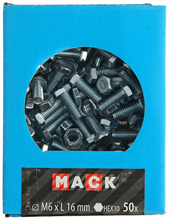 Afbeelding laden in galerijviewer, Mack 1020213 - tapbout + moer verzinkt 50 st m6 x 16 mm | 5 stuks