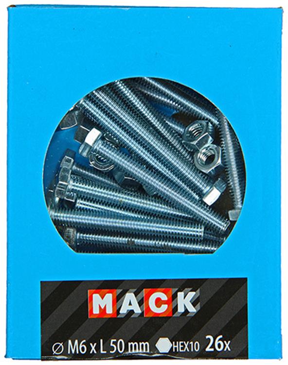 Afbeelding laden in galerijviewer, Mack 1020217 - tapbout + moer verzinkt 26 st m6 x 50 mm | 5 stuks