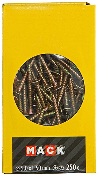 Afbeelding laden in galerijviewer, Mack 1020268 - spaanplaatschroef vz kop gvz 250 st 5,0 x 50 mm | 1 stuks