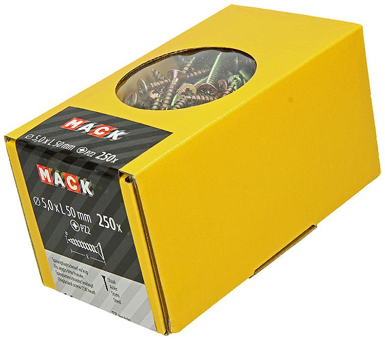 Afbeelding laden in galerijviewer, Mack 1020268 - spaanplaatschroef vz kop gvz 250 st 5,0 x 50 mm | 1 stuks