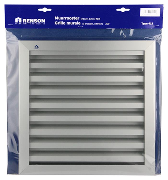 Afbeelding laden in galerijviewer, Renson 1006226 - muurrooster inbouw 411 alu f1 300x300mm | 1 stuks
