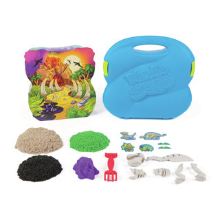 Afbeelding laden in galerijviewer, Kinetic sand - t-rex ontdekkingsset met 680 g speelzand, 5 multifunctionele fossielvormen en schep - in opbergdoos - sensorisch speelgoed