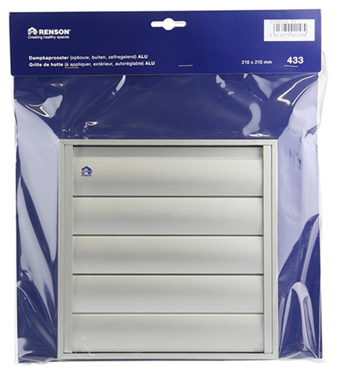 Afbeelding laden in galerijviewer, Renson 1006253 - dampkaprooster opbouw 433 alu f1 210x210mm | 2 stuks