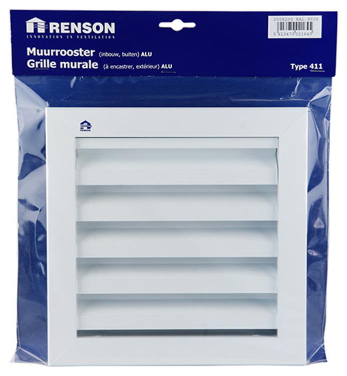 ギャラリービューアに画像をロードする, Renson 1006224 - muurrooster inbouw 411 alu ral 9010 200x200mm | 1 stuks