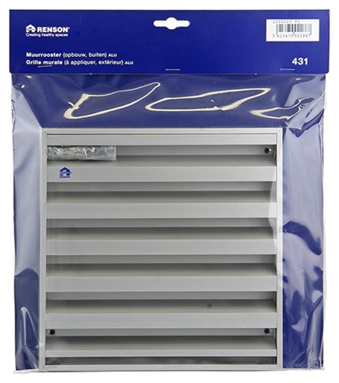 Afbeelding laden in galerijviewer, Renson 1006235 - muurrooster opbouw 431 alu f1 225x225mm | 2 stuks