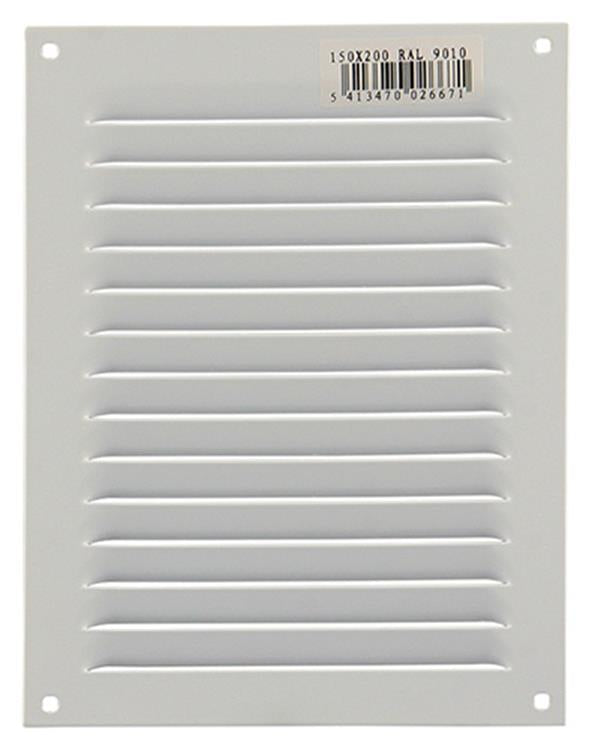 Afbeelding laden in galerijviewer, Renson 1006303 - schoepenrooster vlak alu ral 9010 150x200mm | 10 stuks
