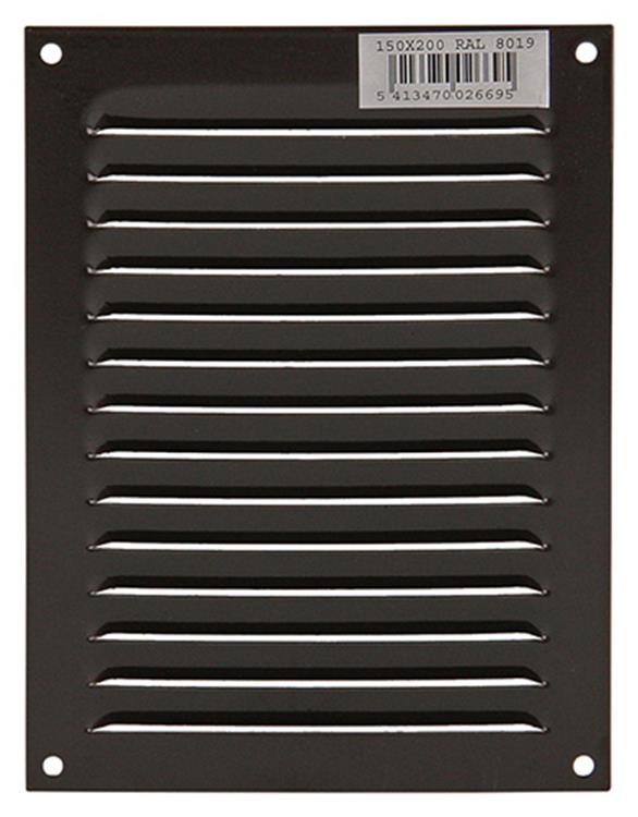 Afbeelding laden in galerijviewer, Renson 1006304 - schoepenrooster vlak alu ral 8019 150x200mm | 10 stuks