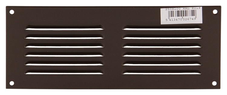 Afbeelding laden in galerijviewer, Renson 1006307 - schoepenrooster vlak alu ral 8019 250x100mm | 10 stuks