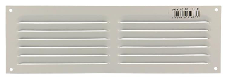 Afbeelding laden in galerijviewer, Renson 1006312 - schoepenrooster vlak alu ral 9010 300x100mm | 10 stuks