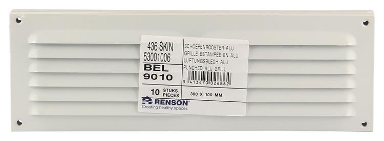 Afbeelding laden in galerijviewer, Renson 1006312 - schoepenrooster vlak alu ral 9010 300x100mm | 10 stuks