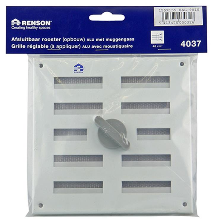 Afbeelding laden in galerijviewer, Renson 1006325 - regelbare rooster opb. 4037 alu ral 9010 155x155mm | 2 stuks