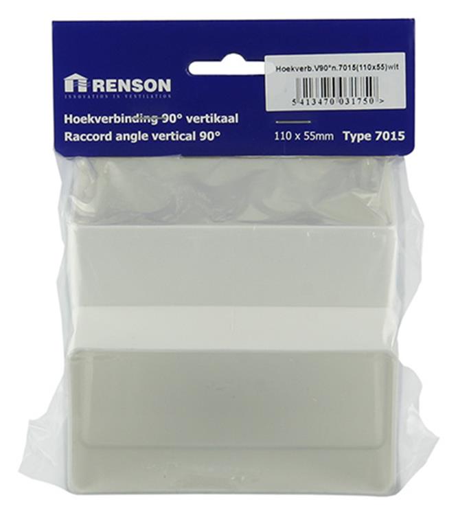 Afbeelding laden in galerijviewer, Renson 1006403 - pvc hoekverbinding vert.90° 7015 wit 110x55mm | 3 stuks