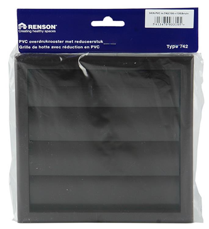 Afbeelding laden in galerijviewer, Renson 1006386 - dampkaprooster 4 klep 742 dia pvc ral 8019 ø100-130 | 2 stuks