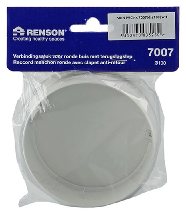 Afbeelding laden in galerijviewer, Renson 1006398 - pvc verbindingsstuk + terugslagklep 7007 wit ø 100 | 2 stuks