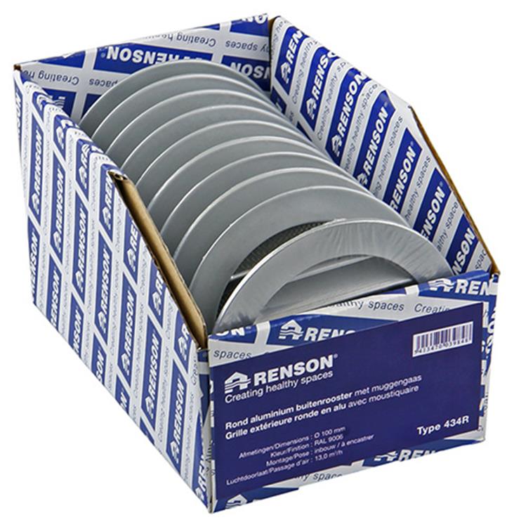 Afbeelding laden in galerijviewer, Renson 1006258 - ronde rooster inbouw 434 r alural 9006 ø 100 | 10 stuks