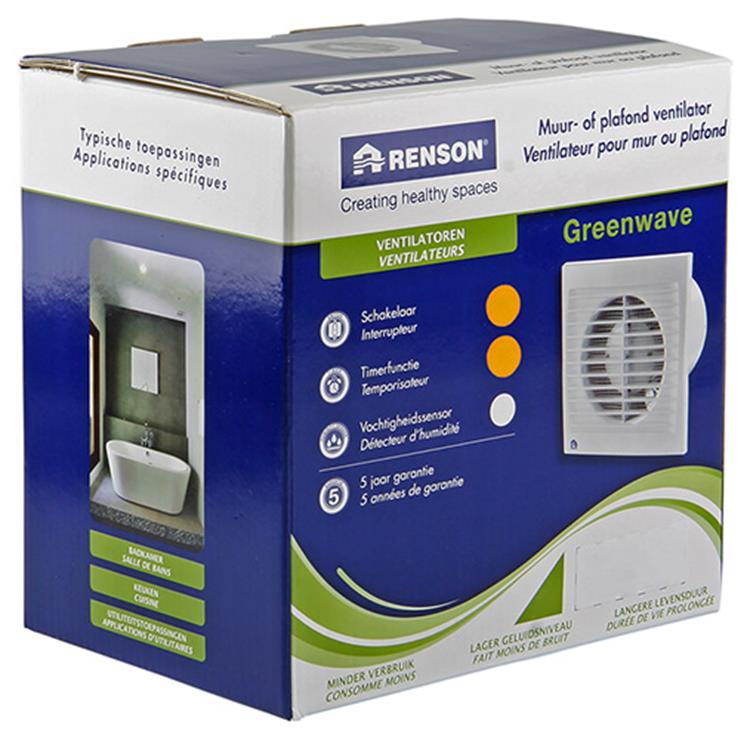 Laden Sie das Bild in Galerie -Viewer, Renson 1006474 - greenwave ventilator met timer9201t wit ø 100 | 1 stuks