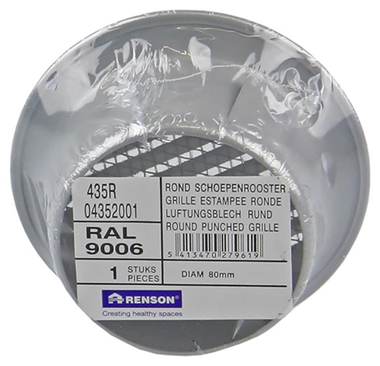 Afbeelding laden in galerijviewer, Renson 1008240 - schoepenrooster rond inb. 435 r alu ral 9006 ø 80 | 12 stuks
