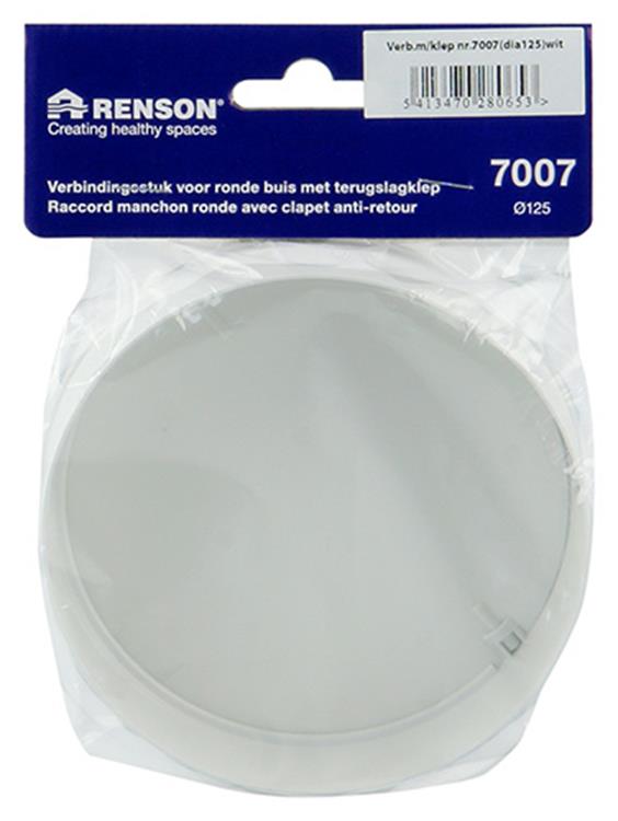 Afbeelding laden in galerijviewer, Renson 1008568 - pvc verbindingsstuk + terugslag klep 7007 wit diam. 125mm | 2 stuks