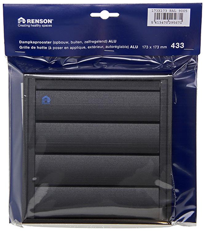 Cargue la imagen en el visor de la galería, Renson 1057984 - dampkaprooster 433 (173x173) ral 9005 zwart | 2 stuks