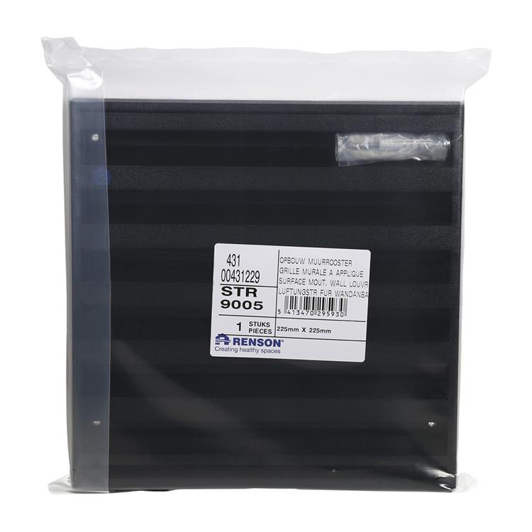 Afbeelding laden in galerijviewer, Renson 1058001 - opbouwmuurrooster met gaas 431 (225x225) str 9005 zwart | 2 stuks