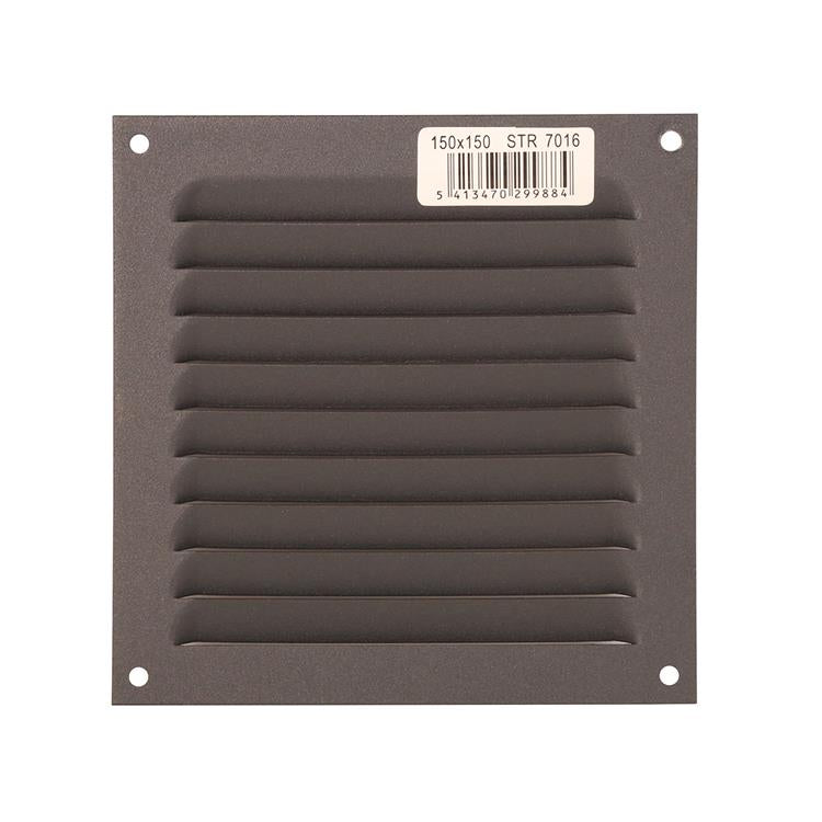 Afbeelding laden in galerijviewer, Renson 1062426 - opb.schoepenrooster plat alu 436 (150x150) structuur 7016 | 10 stuks