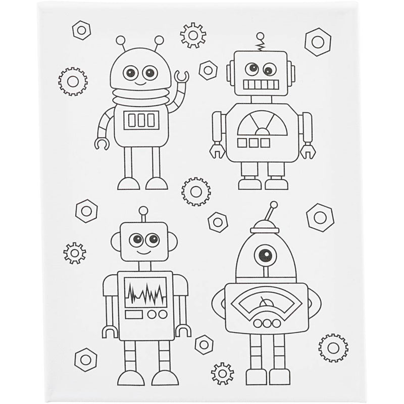 Load image into Gallery viewer, Creativ company https: www.cchobby.nl schildercanvas-met-print-robots-d-1-6-cm-afm-24x30-cm-360-gr-1-stuk