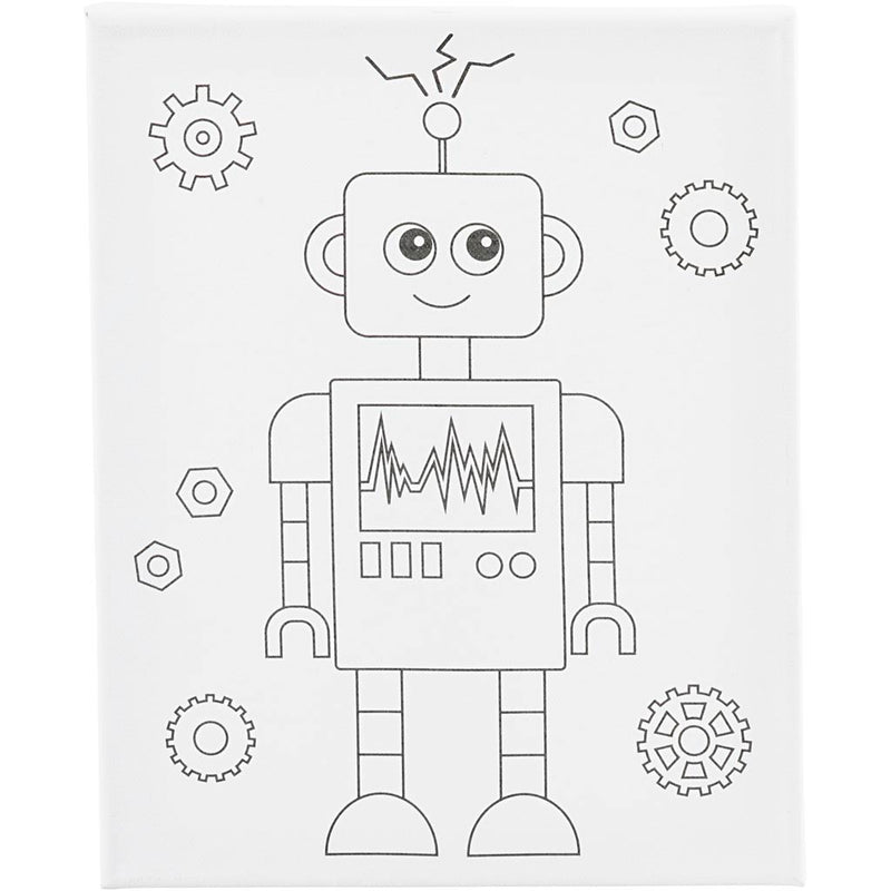 Load image into Gallery viewer, Creativ company https: www.cchobby.nl schildercanvas-met-print-robot-d-1-6-cm-afm-24x30-cm-360-gr-1-stuk