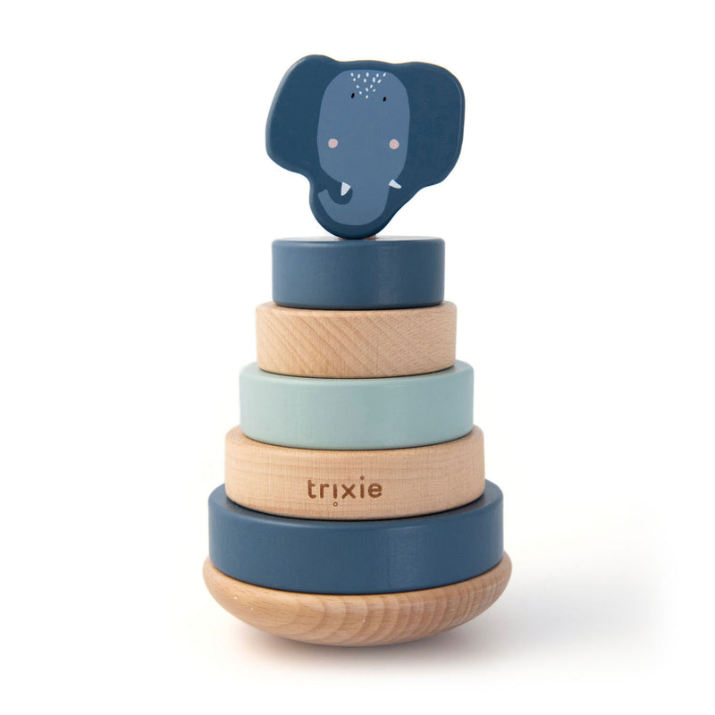 Load image into Gallery viewer, Trixie houten stapelspeelgoed - mrs. elephant, 7dlg.