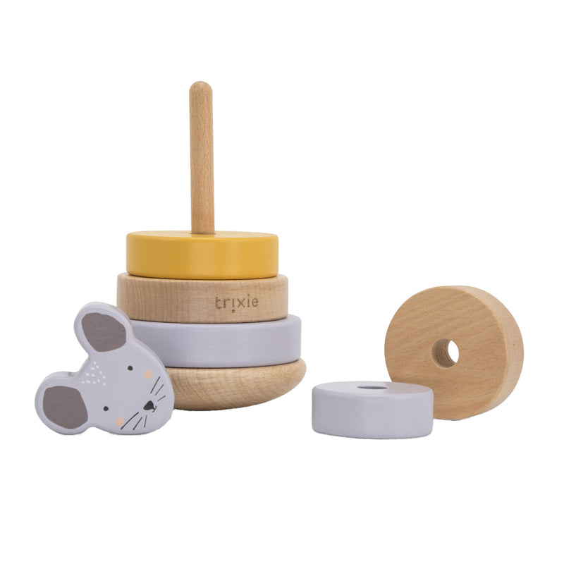 Afbeelding laden in galerijviewer, Trixie houten stapeltoren - mrs. mouse - houten stacking toy - educatief speelgoed - voor jongens meisjes - muis