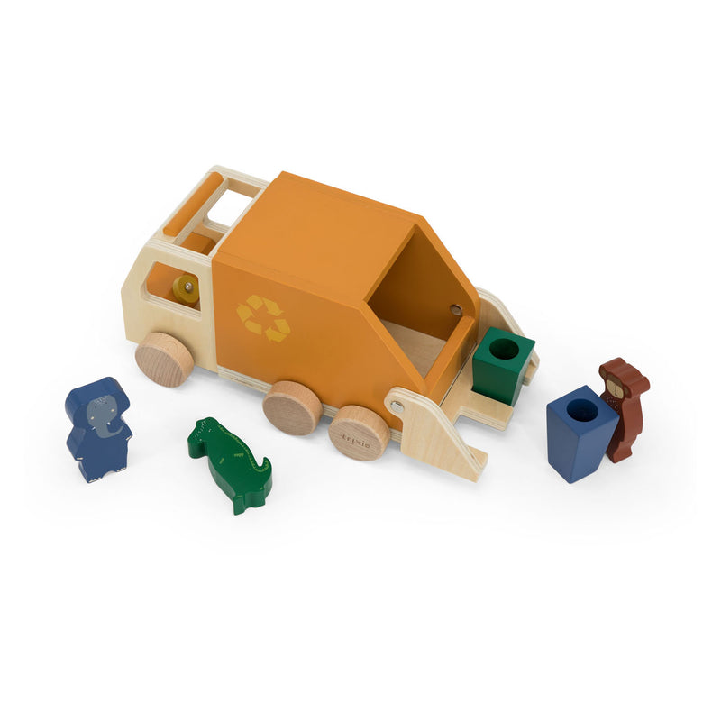 Load image into Gallery viewer, Trixie houten dieren vuilniswagen