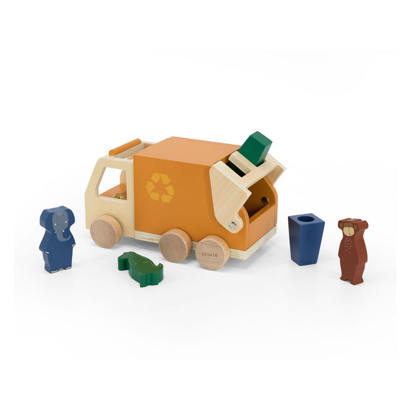 Load image into Gallery viewer, Trixie houten dieren vuilniswagen