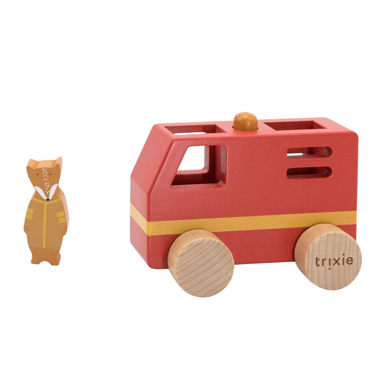 Afbeelding laden in galerijviewer, Trixie houten mini brandweerwagen - speelgoedvoertuig in duurzaam hout - leuk voor jongens en meisjes - met mr. fox