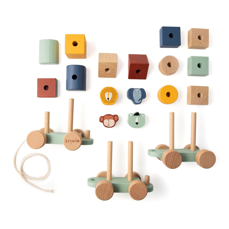 Load image into Gallery viewer, Trixie houten dierentrein, 19dlg.
