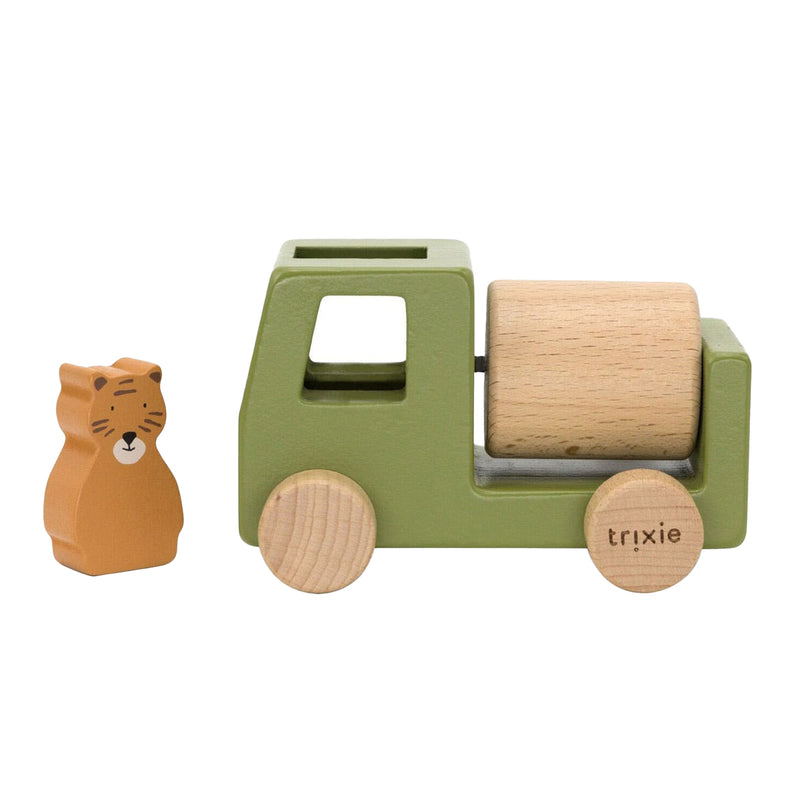 Load image into Gallery viewer, Trixie houten dieren vrachtwagens, 4dlg.