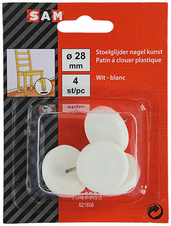 Laden Sie das Bild in Galerie -Viewer, Mack 1047753 - stoelglijder nagel kunststof wit ø 28 mm 4 st pcs | 6 stuks