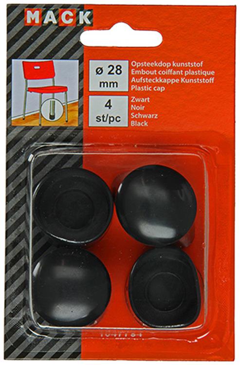 Afbeelding laden in galerijviewer, Mack 1047754 - opsteekdop kunststof zwart ø 28 mm 4 st pcs | 6 stuks