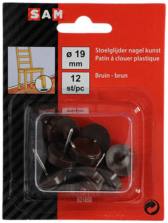 Afbeelding laden in galerijviewer, Mack 1047711 - stoelglijder nagel kunststof bruin ø 19 mm 12 st pcs | 6 stuks