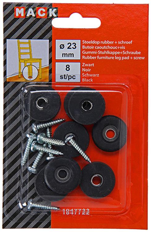 Afbeelding laden in galerijviewer, Mack 1047722 - stoeldop rubber + schroef zwart ø 23 mm 8 st pcs | 6 stuks