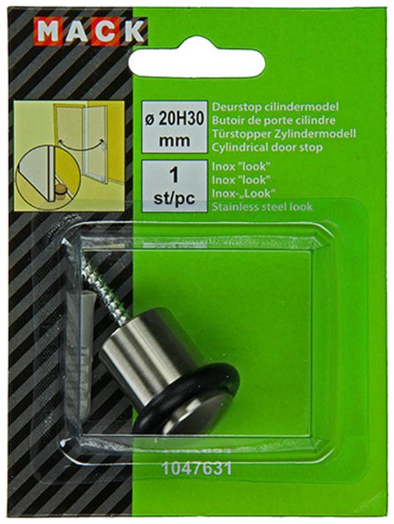ギャラリービューアに画像をロードする, Mack 1047631 - deurstop cilindermodel inox look ø 20h30 mm 1 st pc | 6 stuks