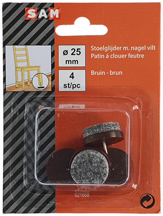 ギャラリービューアに画像をロードする, Mack 1047732 - stoelglijder met nagel vilt bruin ø 25 mm 4 st pcs | 6 stuks