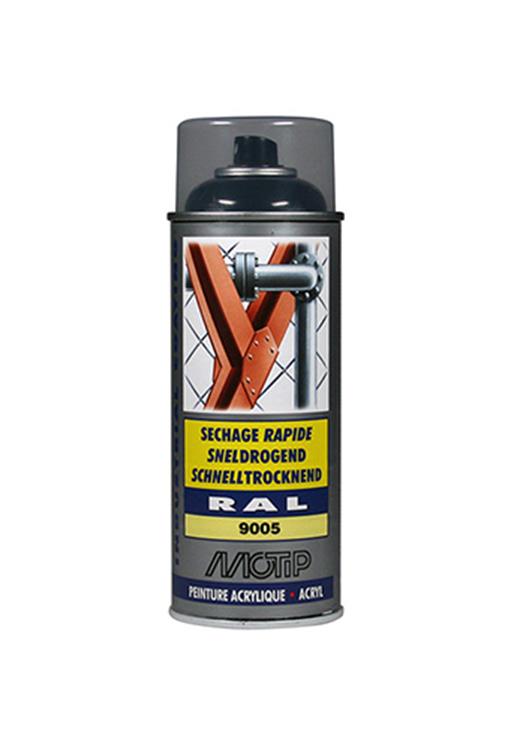 Afbeelding laden in galerijviewer, Motip industrial acryllak hoogglans ral 9005 diep zwart - 400 ml.