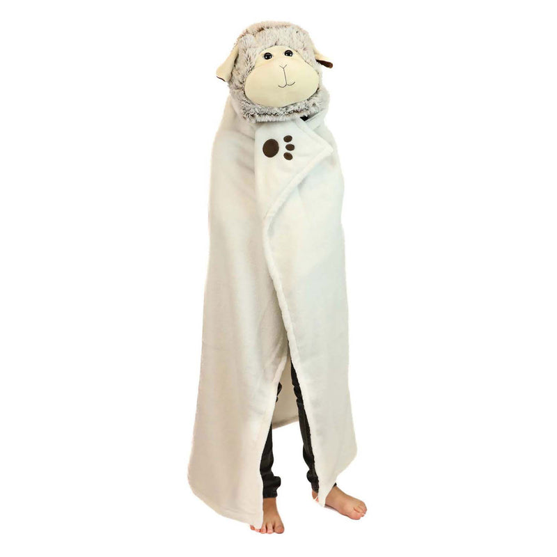 Load image into Gallery viewer, Noxxiez knuffeldeken met capuchon schaap, 130x100cm