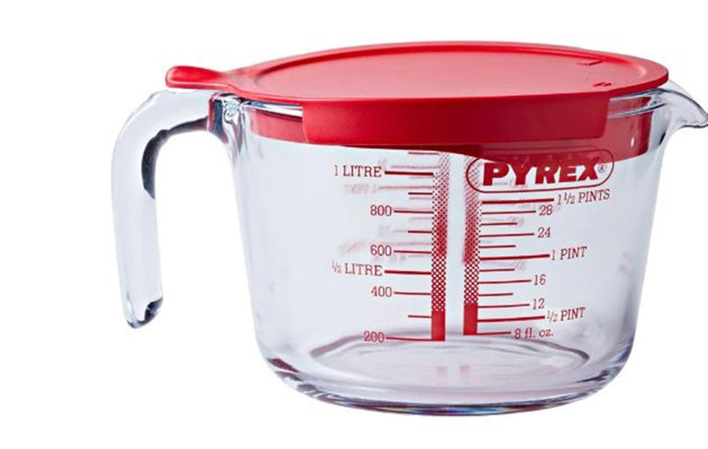 Load image into Gallery viewer, Pyrex maatbeker glas met deksel 1l