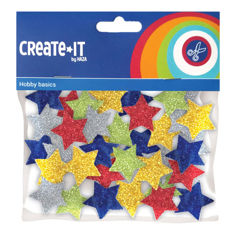 Load image into Gallery viewer, Haza witbaard foamstickers sterren glitter, 54st.
