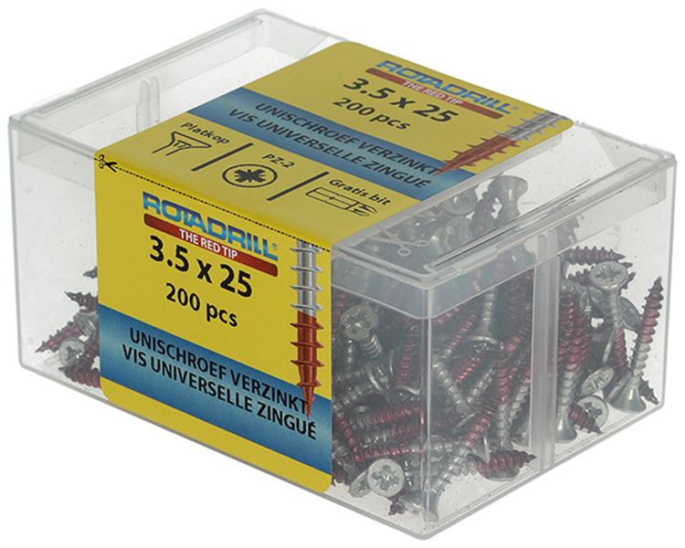Afbeelding laden in galerijviewer, Rotadrill 1039966 - universeelschroef vkpzd vz 3.5x25mm (200) | 4 stuks