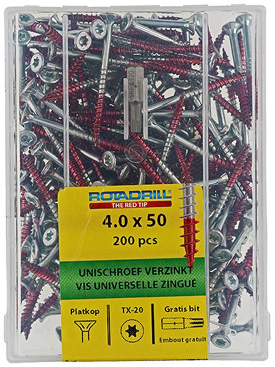 Afbeelding laden in galerijviewer, Rotadrill 1039995 - universeelschroef vktx vz 4.0x50mm (200) | 4 stuks