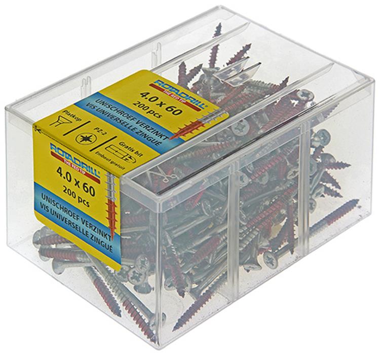 Afbeelding laden in galerijviewer, Rotadrill 1039978 - universeelschroef vkpzd vz 4.0x60mm (200) | 4 stuks