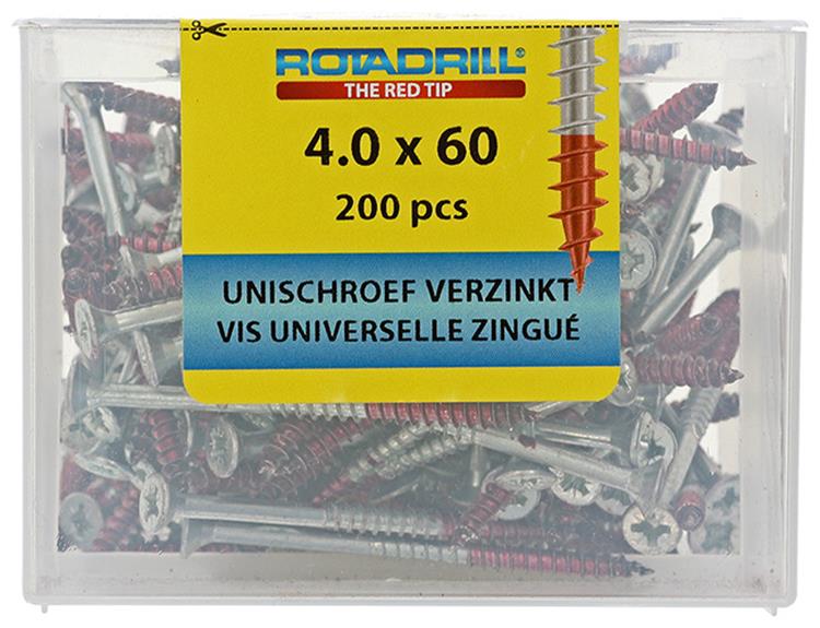 Afbeelding laden in galerijviewer, Rotadrill 1039978 - universeelschroef vkpzd vz 4.0x60mm (200) | 4 stuks