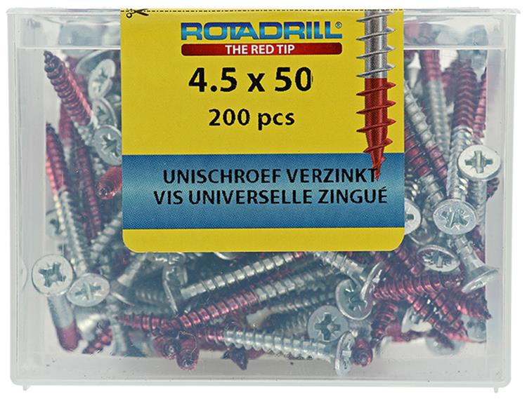 Afbeelding laden in galerijviewer, Rotadrill 1040024 - universeelschroef vkpzd vz 4.5x50mm (200) | 4 stuks