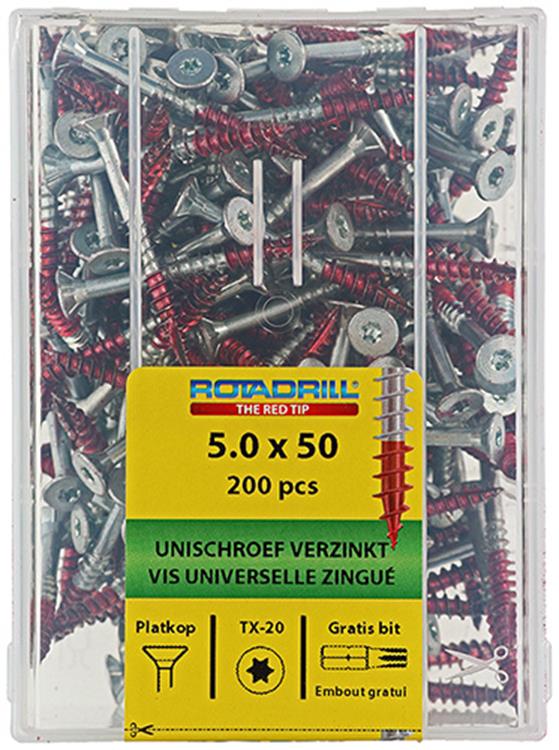 Afbeelding laden in galerijviewer, Rotadrill 1039999 - universeelschroef vktx vz 5.0x50mm (200) | 4 stuks